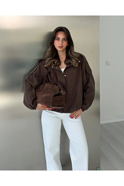 My Blog Brown Epaulet Snap Jacket - 9768