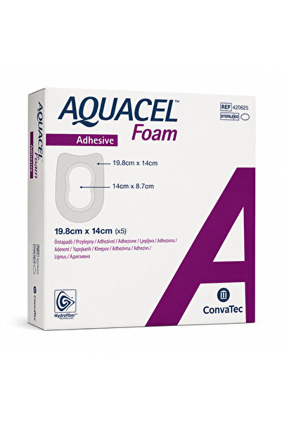 AQUACEL Foam Adhesive Heel Yapışkanlı Topuk Yara Örtüsü 19,8 x 14 cm (1 Adet)