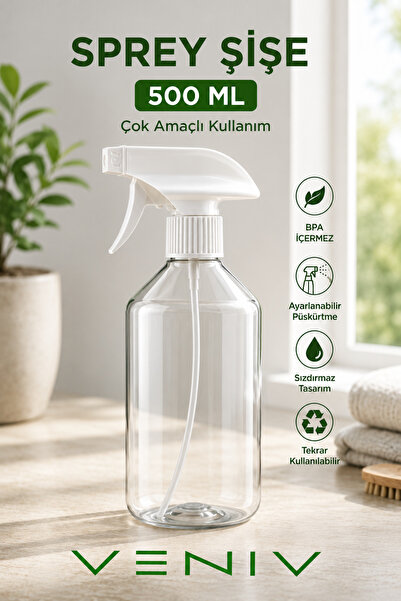 VENİV AGRİCULTURE Boş Şişe + Sprey Fısfıs Set- 1 Adet Kimyasala Dayanaklı 500 ml