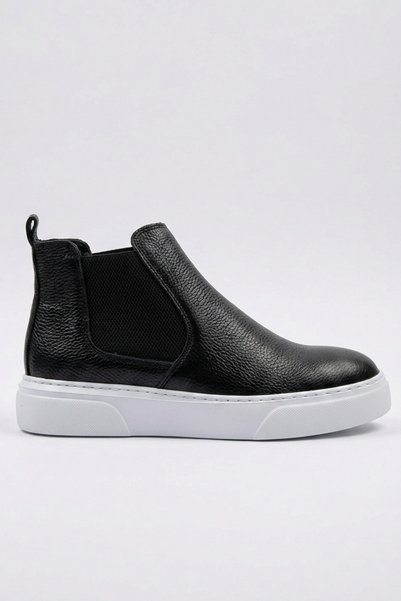 LUSIVE Genuine Leather Black Ultra Comfortable Chelsea Men's Boots Luass30Al0048