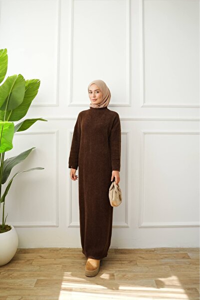 ankanoor Zero Neckline Felt Yarn Knitwear Dress Anka261055