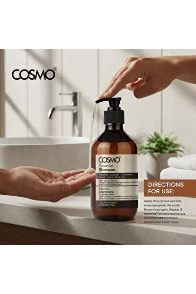 Cosmo Essential Hair Care Shampoo – Rosemary,Lavender & Cedarwood Infused Formula | Gentle Cleansing