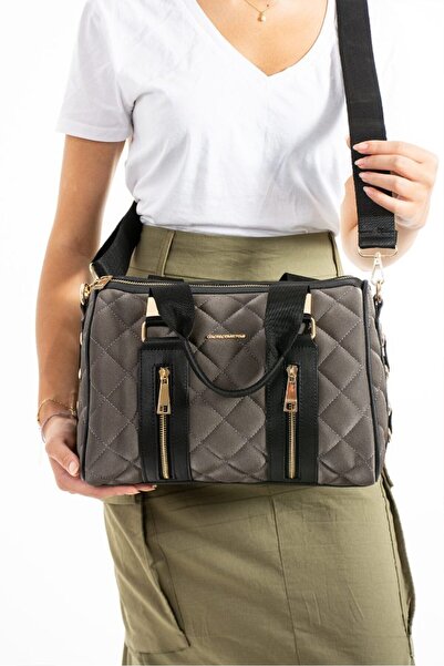Just Polo Women's Hand and Shoulder Bag Quilted Pattern Double Zipper with Go...