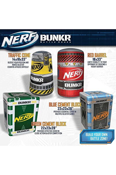 Nerf حواجز قتالية قابلة للنفخ من بونكر، مجموعة من 4 قطع - حواجز للحفلات وحروب...