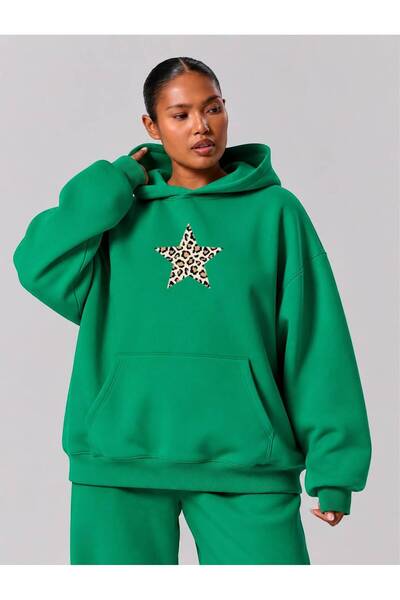 BENROMA 3 Yarn Combed Cotton Plus Size Leopard Star Printed Unisex Sweatshirt...