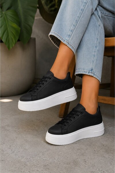 ALTUNTAŞ Women's 5 cm Thick Sole Sneaker with Glitter Detail Casual Sports Sh...
