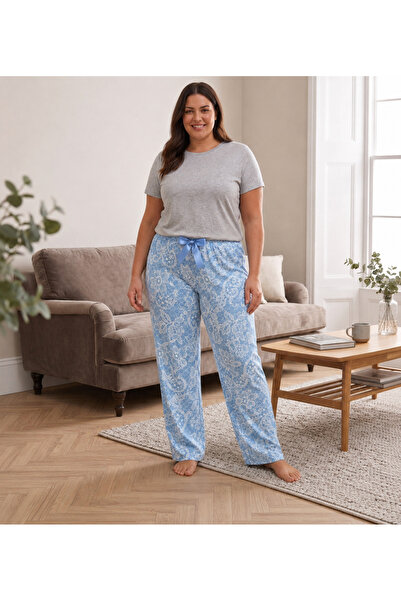 Lady Queen Lycra Ring Viscose Oversize Size Pajama Bottoms 6020