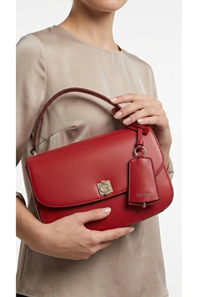 Guess Women's Bag Red Handbag with Strap and Cover with Gold Buckle Daily Sty...