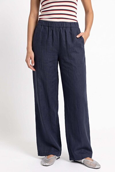 Salih Çelebi Linen Trousers Y0155-1 - Dark Blue