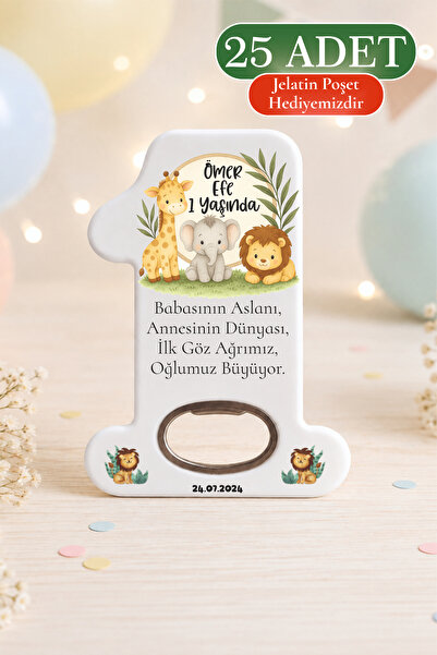 Poyraz Dijital 1 Yaş Doğum Günü Hediyelik Magnet Açacak, 1 Şeklinde Magnet, İ...