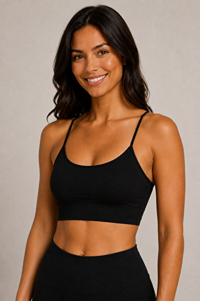Pijamask Kadın İnce Askılı Crop Top Basic Esnek Büstiyer Atlet