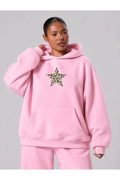 BENROMA 3 Yarn Combed Cotton Plus Size Leopard Star Printed Unisex Sweatshirt...