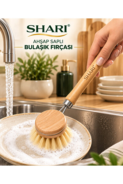SHARI Ahşap Saplı Bulaşık Fırçası Sert Kıllı Mutfak Temizlik Fırçası Tencere ...