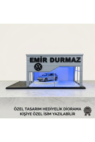 Genel Markalar Kişiye Özel İsimli Işıklı Volkswagen Galeri Diorama Garaj - De...