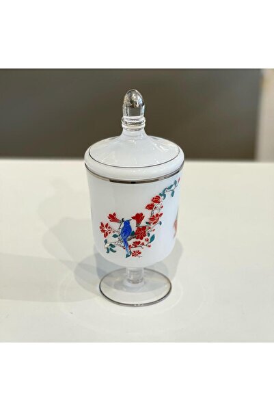 SOLETER Glass Sweets Container 11 cm Red and Silver – Decorative Lidded Jar w...