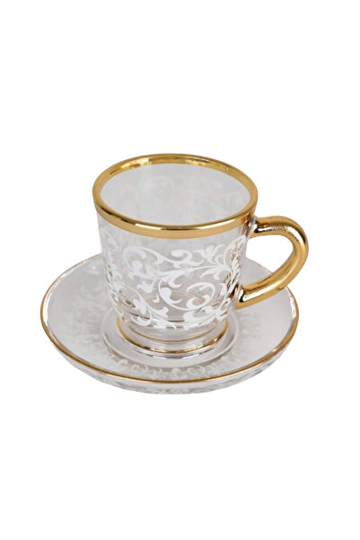 SOLETER Luxury Tea Cup and Saucer Set With White Patterns, Small Size, Set Of...