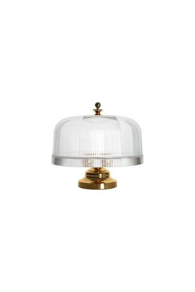 SOLETER Luxury Acrylic Cake Serving Dish with Lid Gold 35cm - Large Round Tra...