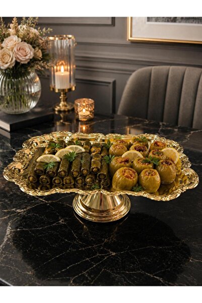 Aslı Hediyelik Lüx Gold Royal Model Ayaklı Kek, Pasta, kurabiye,Tatlı, ikraml...