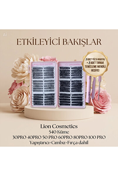 lion cosmetics 540 Adet 30-40-50-60-80-100PRO MIX 8-16mm Uzunluklarında Yapış...