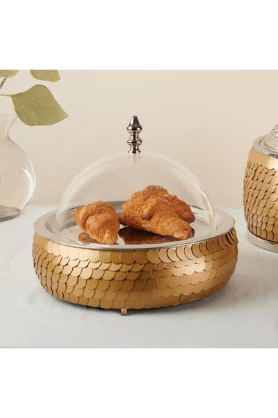 SOLETER Cake Platter With Lid - Gold Color