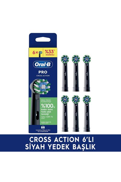 Oral-B Cross Action Şarjlı Siyah Diş Fırçası Yedek Başlığı 6 Adet