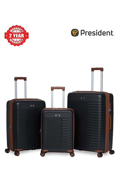 President Premium 3 Piece large capacity PP Trolley cases 4997-BLACK