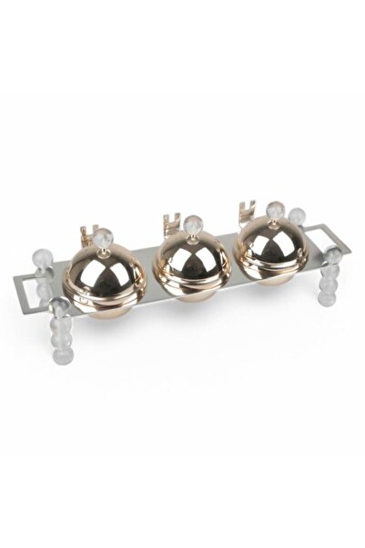 SOLETER 3-Piece Date Serving Set - Gold, Silver and Clear