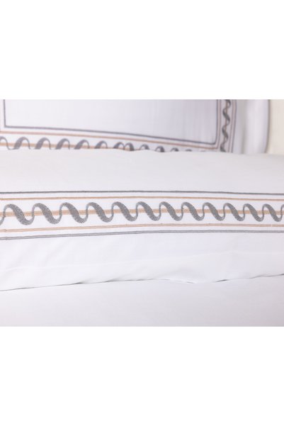 LUFA HOME Troya Embroidered 100% Cotton Double Duvet Cover Set