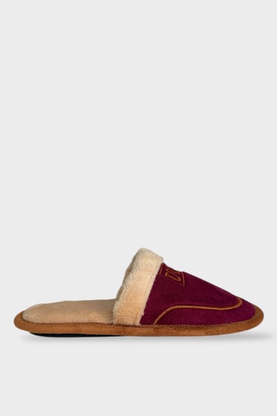 Jagulep Unisex Plush Inside Non-Slip Sole Bohça House Slippers Bordo