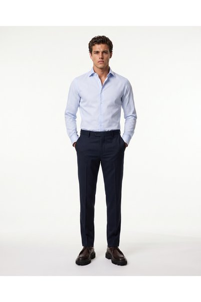 HC MEN CLASSIC Erkek Lacivert Modern Fit Yün Klasik Pantolon