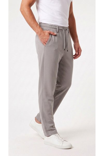 BADESSA Men's Gray Trousers Regular Fit Lycra Casual Jogger with Lace-Up Waist and Elastic Belt Suitable for Daily Use