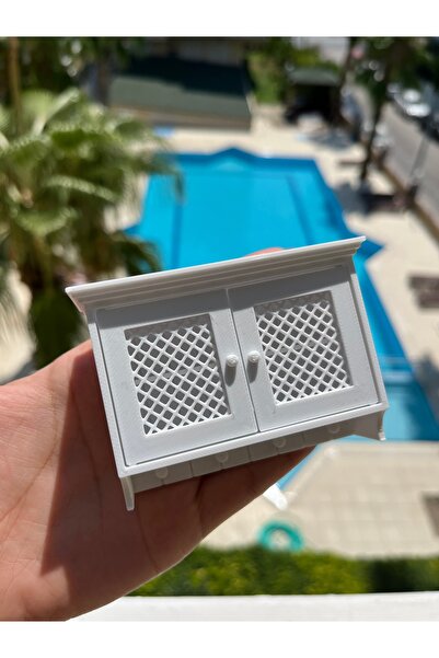 Lyvera Design 1/12 ölçek oyuncak Minyatür tel dolap beyaz renkte 8.5x6x3.1 cm