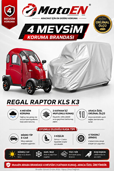 MotoEN Regal Raptor K5 Kls Elektrikli Araba Brandası GRİ Oto Branda Su Geçirm...