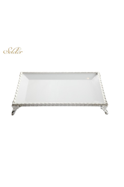 SOLETER Luxury Rectangular Serving Platter - 41X20 Cm (Large Size) - With Sil...