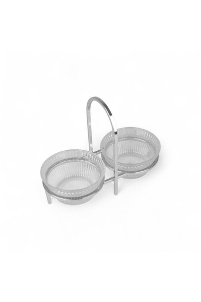 SOLETER Date Dish Set - Silver - 2-Piece Set With Stand