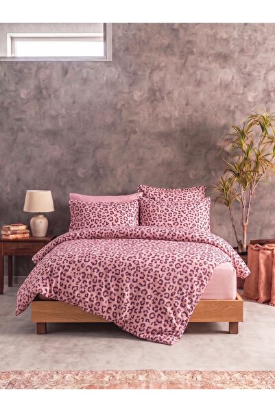 Tabu Home Çift Kişilik Nevresim Seti Pembe Leopar