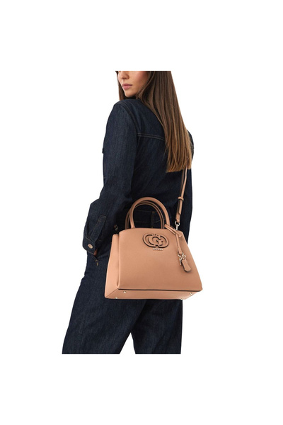 Guess Women's Bag Beige Handbag with Strap Double Handle Logo Detail Casual S...