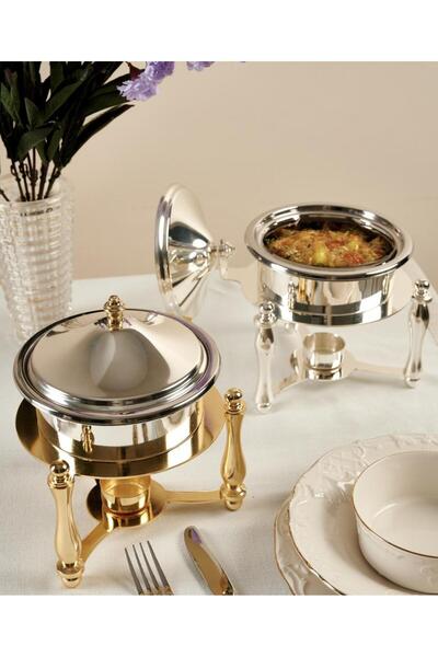SOLETER Luna Single Chafing Dish Food Warmer - Silver Gold - 500 Ml