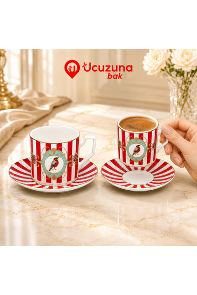 Ucuzuna Bak Viyana Kuş Desenli Türk Kahvesi Fincan Takımı 4pcs
