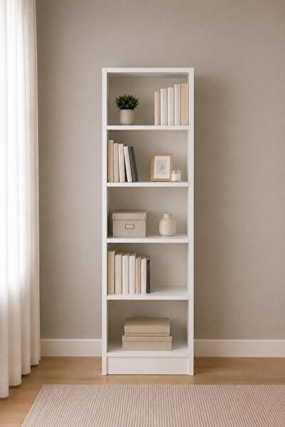 ŞEVVAL ERİM HOME MK97 5 Raflı Kitaplık Beyaz