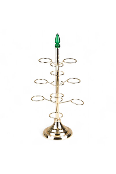SOLETER 12-Cup Coffee Cup Holder Gold/Green - 3-Tier Decorative Metal Stand w...