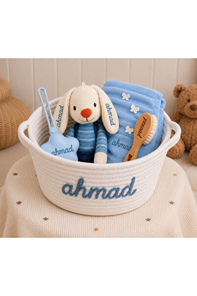 Ayla سلة هدايا مواليد أولاد – لمسة حب وأناقة🩵