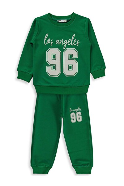Civil Boys Los Angeles 96 Printed Tracksuit Set for Ages 2-5 - Green