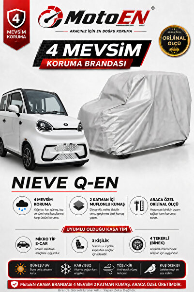 MotoEN Nieve Q-EN Elektrikli Micro Araba Brandası Oto Branda GRİ Su Geçirmez ...