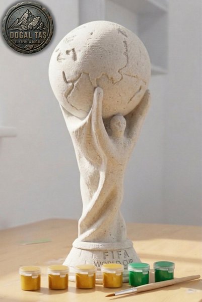 Craft3D Atölye Dünya Kupası 25 cm Taş Biblo Boyama Seti+ 6 Ana Renk Boya+1 Ad...