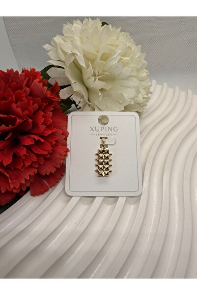XUPING JEWELRY ZİRKON TAŞLI 14K RENGİ VİP SERİ PRİZMA MODEL ÇELİK KOLYE UCU