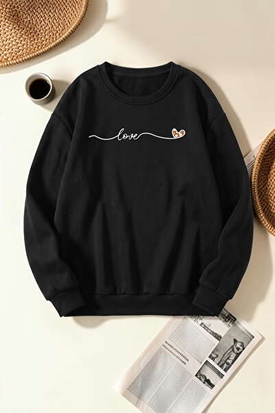 uyguntarz Unisex Infinite Love Printed Crew Neck Sweatshirt