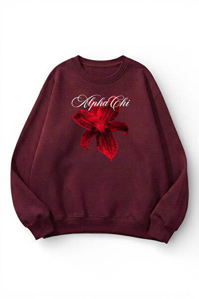 uyguntarz Unisex Soft Textured Chi Alpha Printed Design Oversize 3 Thread Cre...