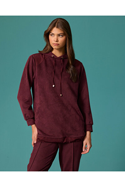 SCL Kapüşonlu Bağcıklı Etek Ucu Garnili Sweatshirt