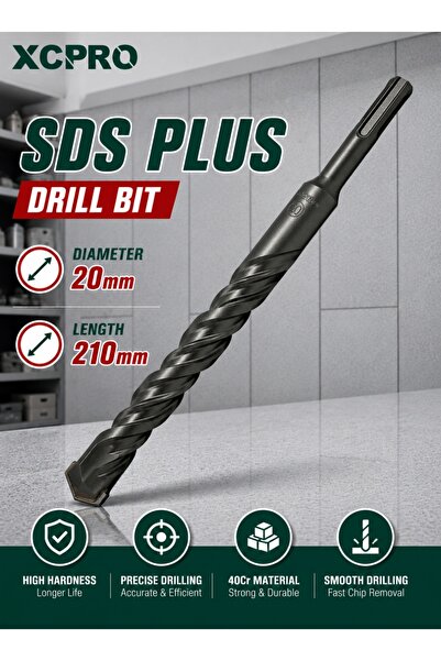 XCPRO SDS Plus Drill Bit, Hammer Drill Bit, Concrete Drill Bit - 20x210mm Car...